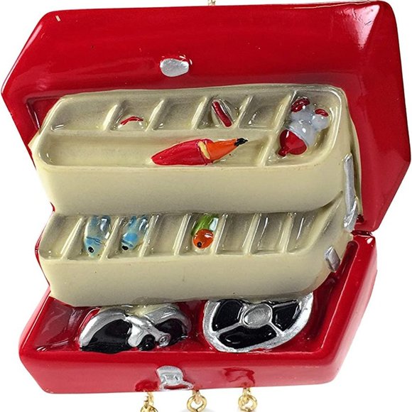 NWT Kurt Adler Tackle Box w/ Bobbers/Lures-Fishing-Christmas Tree Ornament-hang - Picture 1 of 2